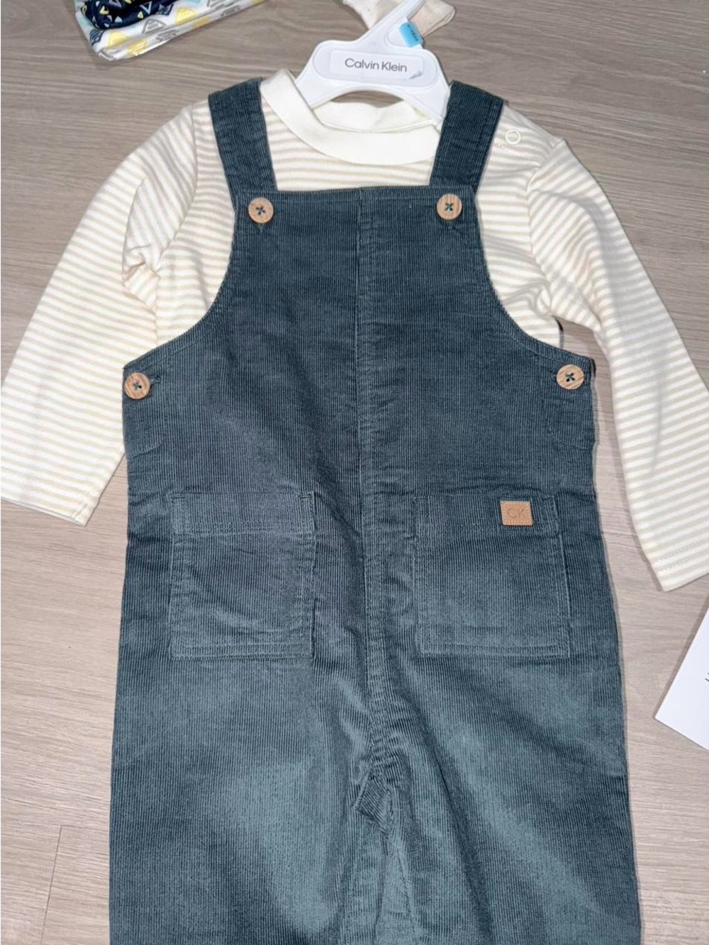 6-9 Calvin Klein Kids blue Corduroy Overalls
